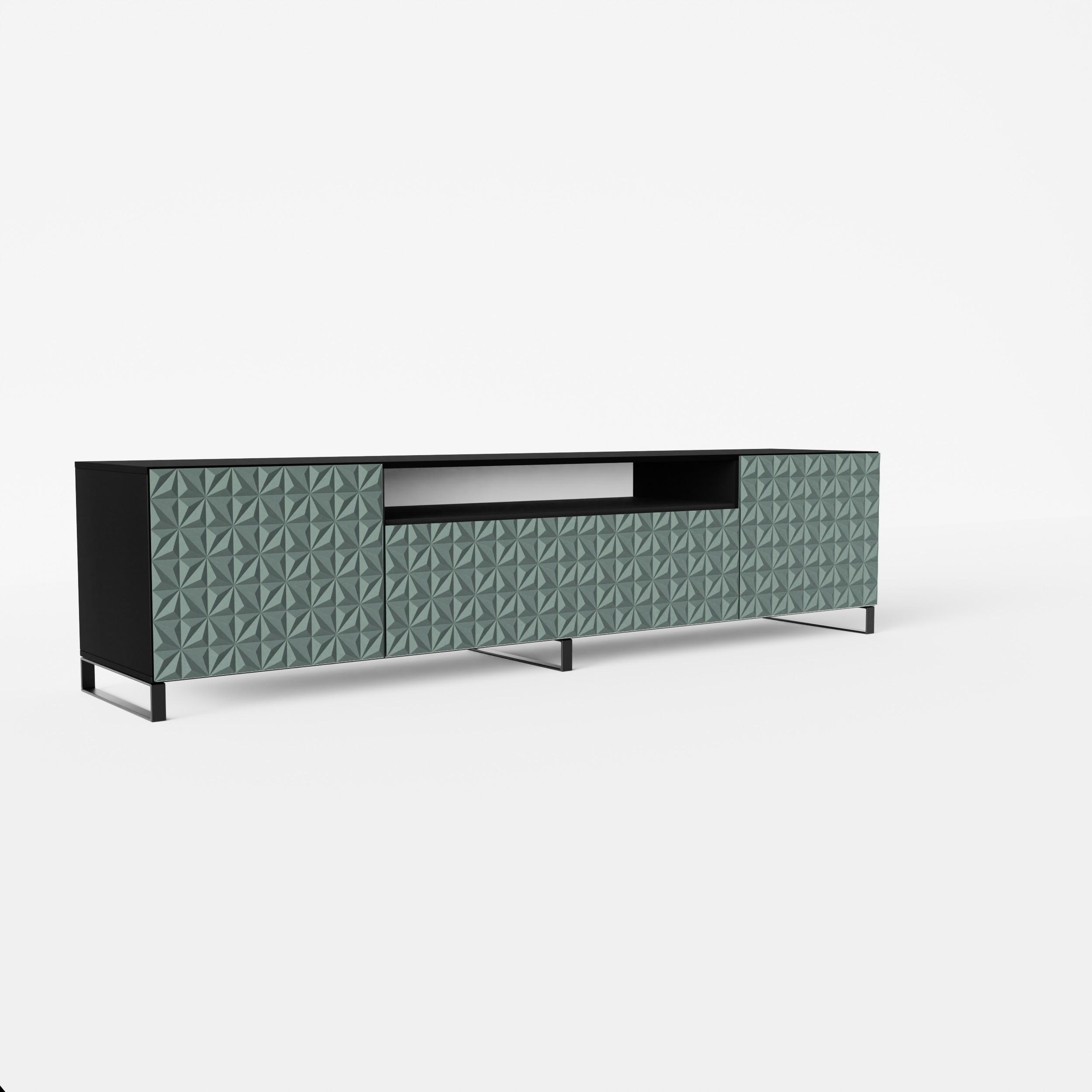 LOWBOARD ROVA 200/41/40 cm, Stand-TV-Schrank Schwarz / Grün - Schwarz/Grün, Holzwerkstoff (200/41/40cm) - MASSENO