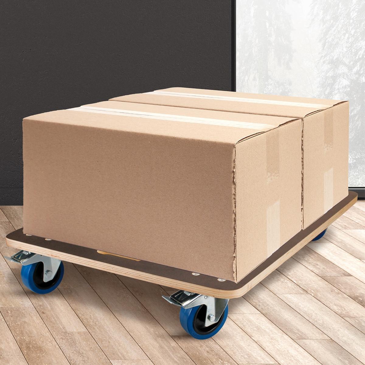 TRANSPORTROLLER 2er Set mit 4 Rollen 2 mit Bremsen 60x80 cm Traglast 800kg Siebdruck Holzplatte Black - Dunkelgrau, Holzwerkstoff (80/60/14.5cm) - ECD-Germany