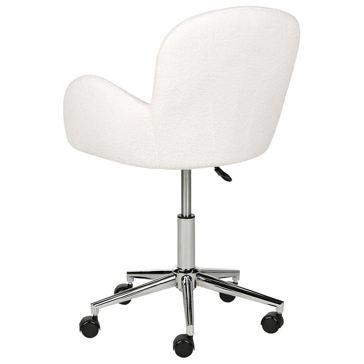 BÜROSTUHL Bouclé Cremeweiß Priddy - Silberfarben/Weiß, Textil (60/79/60cm) - Beliani