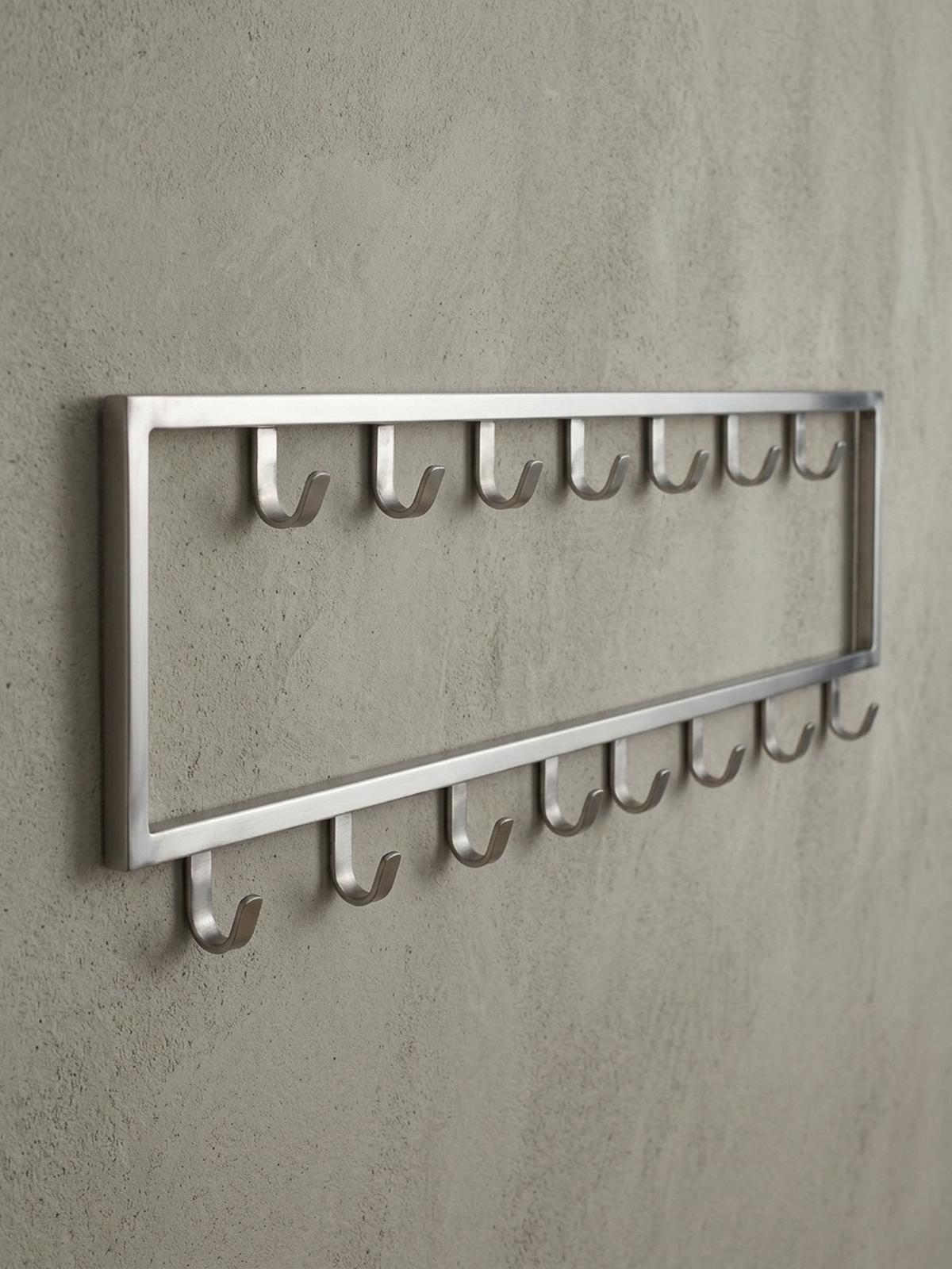WANDGARDEROBE Metall Silber Modern mit 15 Haken - Silberfarben, Metall (80/20/4cm) - KADIMA DESIGN