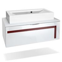 WASCHBECKENUNTERSCHRANK Aloha Absetzungen in Bordeaux Hochglanz - Bordeaux, Holzwerkstoff (96/36/51cm) - Vladon
