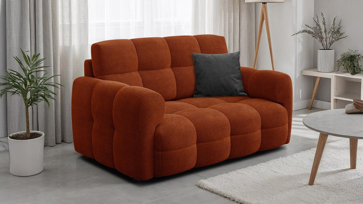 SOFA MELLOW 2-Sitzer, dunkelorange - Dunkelorange/Schwarz, Holz/Textil (153/87/98cm) - Wozimo