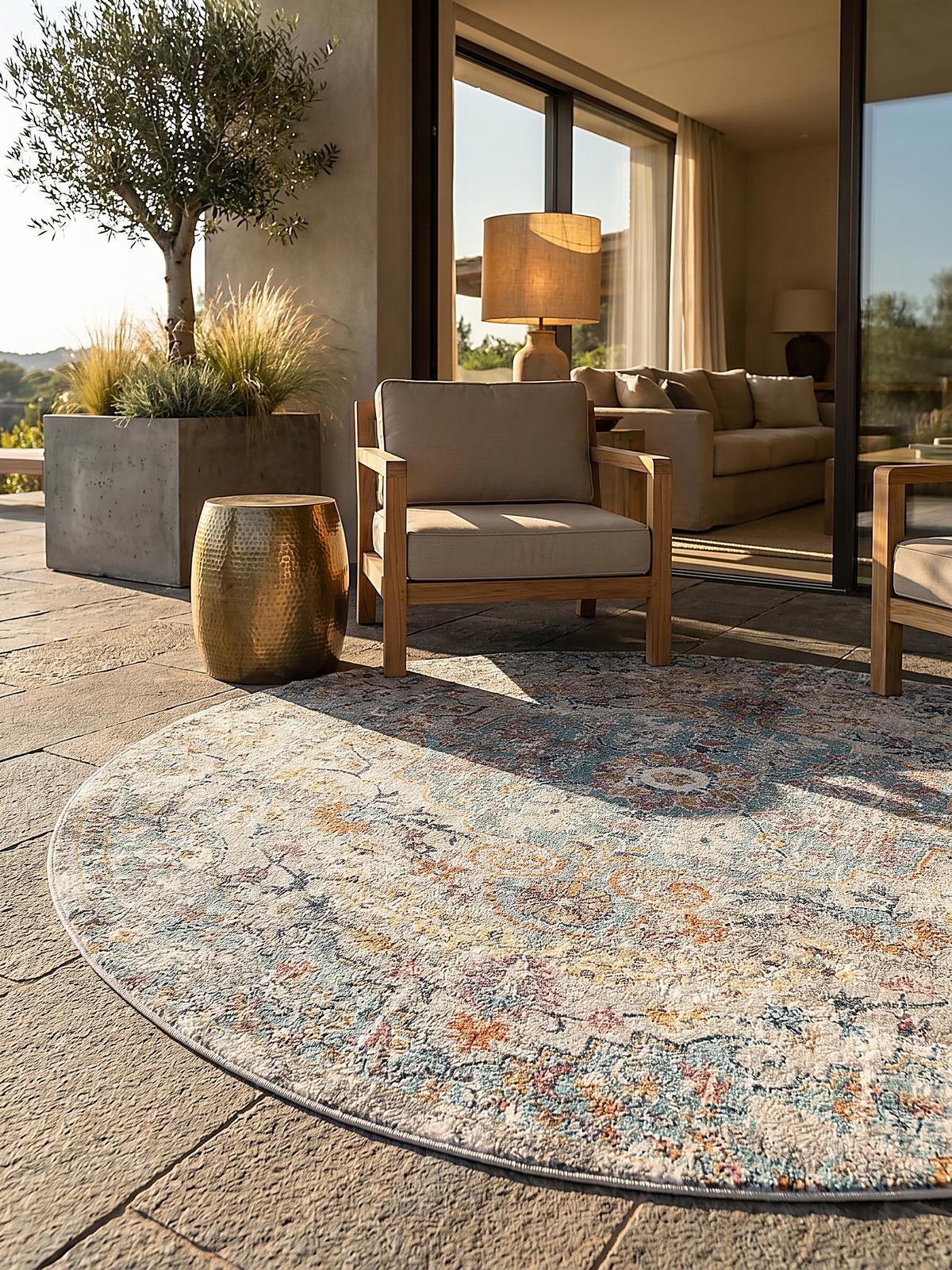 TEPPICH Outdoor Orientalisch LIMMAT Polypropylen Mehrfarbig 120 x 120 cm - Multicolor, Textil (120/120cm) - KADIMA DESIGN