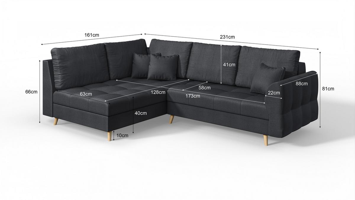 ECKSOFA MIT HOCKER Lorine Mikrofaser Anthrazit - Hellbraun/Anthrazit, Buchenholz/Textil (231/161cm) - S-Style Möbel