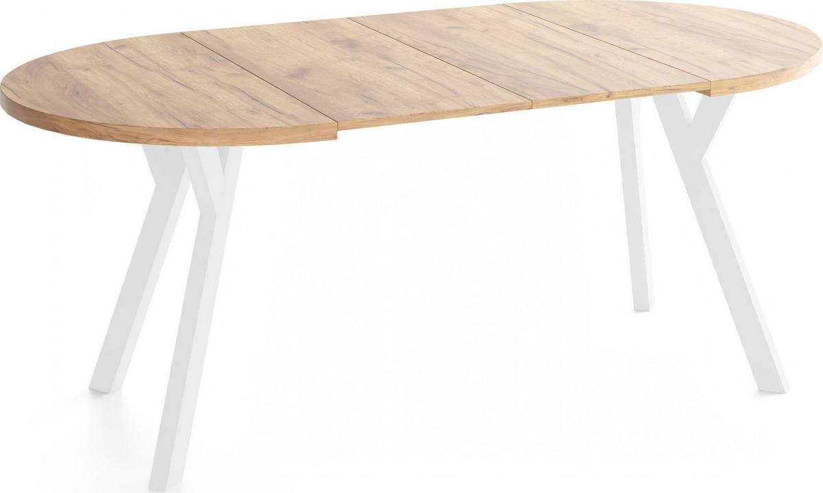 ESSTISCH Vero Weiß rund ausziehbar verlängerbar, Eiche Braun 100-200/100/77 cm - Eiche Wotan/Weiß, Holz/Holzwerkstoff (100/200/76.5cm) - WFL GROUP