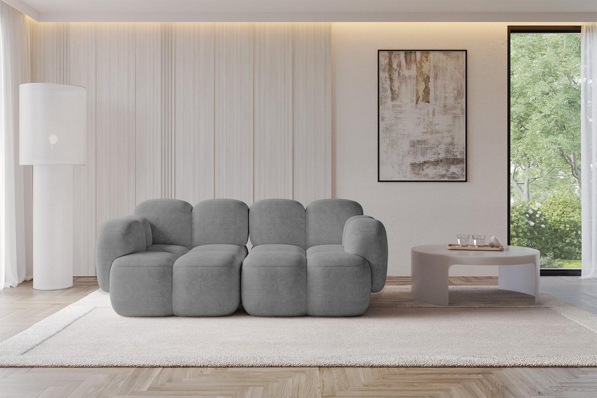 2-SITZER modulares Sofa Miko-S1 214x118x75 cm Grau Velours - Schwarz/Grau, Holzwerkstoff/Kunststoff (214/75/118cm) - ALTDECOR