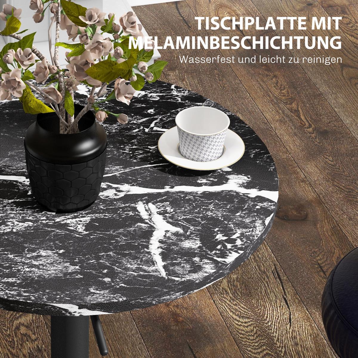 BARTISCH Stehtisch Runder Esstisch für 2 Personen, Schwarz, Ø60 x 68-93,5cm - Schwarz, Holzwerkstoff (60/60/93.5cm) - HOMCOM