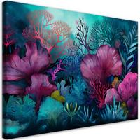 LEINWANDBILD Korallenriff 90x60cm - Multicolor, Textil (90/60cm) - Feeby