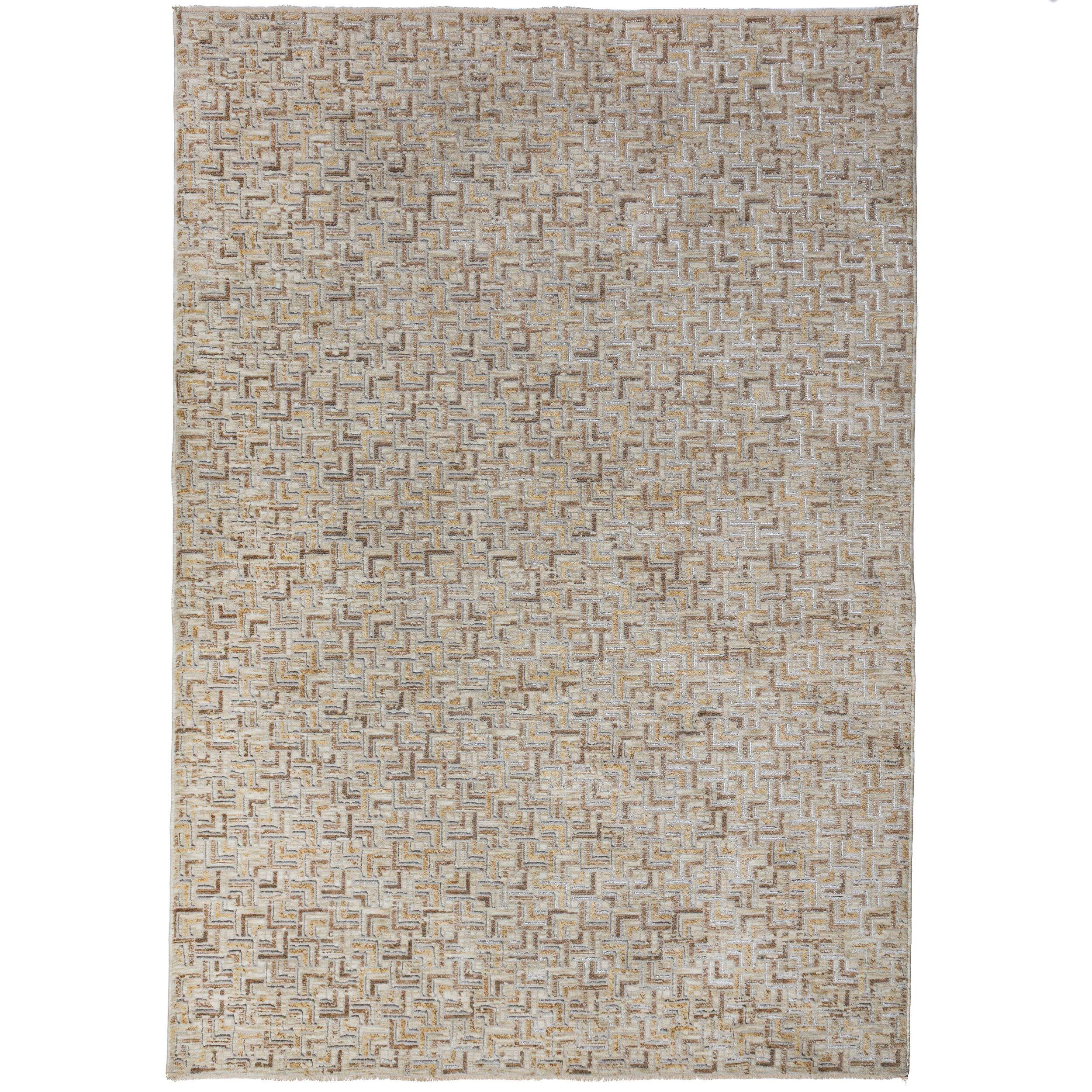 TEPPICH Kurzflor, mit Fransen, EWENNY, in Natur, Mosaik, 200 x 300 cm - Beige, Textil (200/300cm) - KADIMA DESIGN