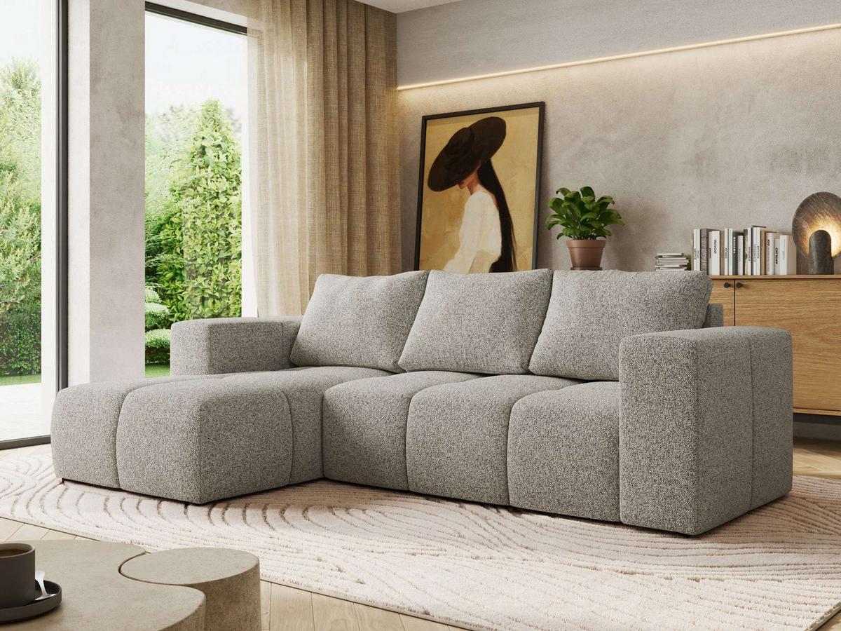ECKSOFA MONIVA Hellgrau Strukture - Links - Hellgrau/Schwarz, Kunststoff/Textil (164/266cm) - MKS