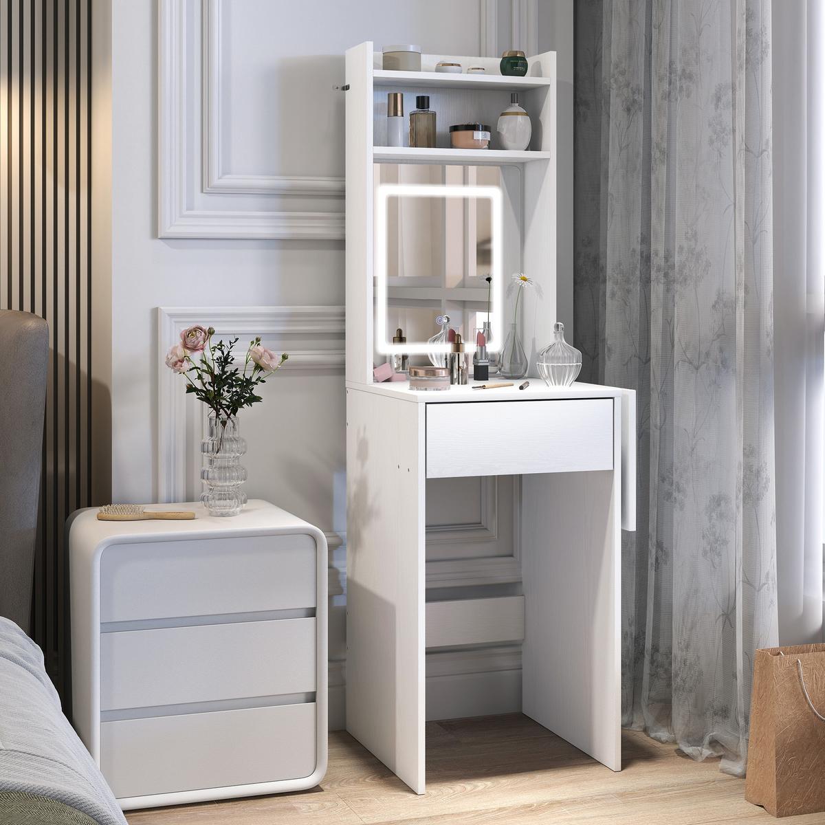 SCHMINKTISCH Spanplatte MDF Weiß - Weiß, Holzwerkstoff (45/152/45cm) - HOMCOM