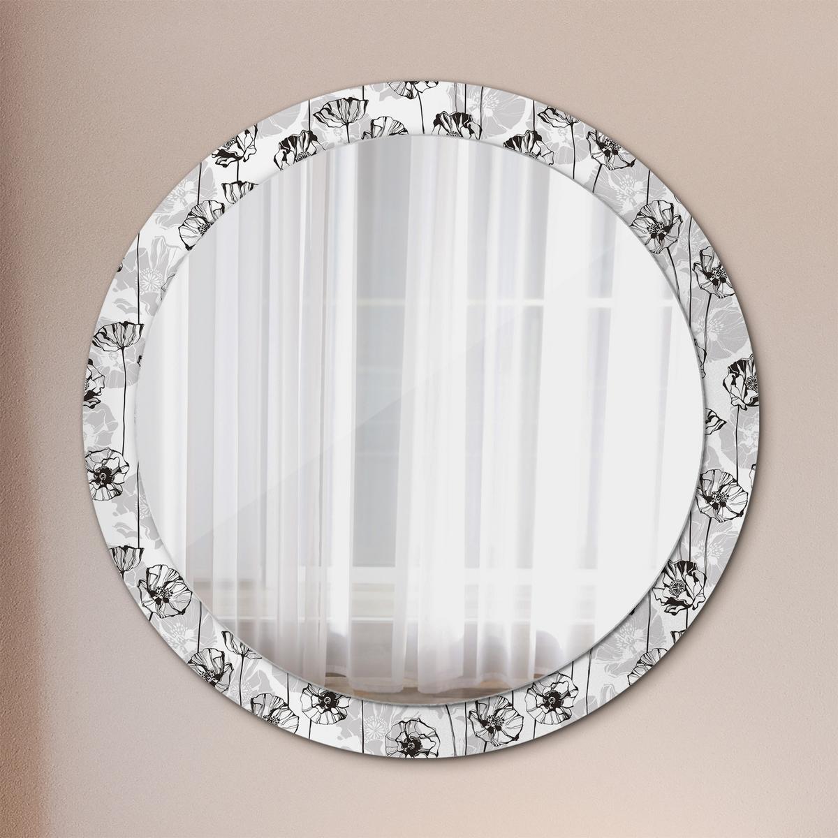 SPIEGEL Rund Ø 90 cm mit Aufdruck - Weiß, Glas (90/90/0.4cm) - Wallfluent