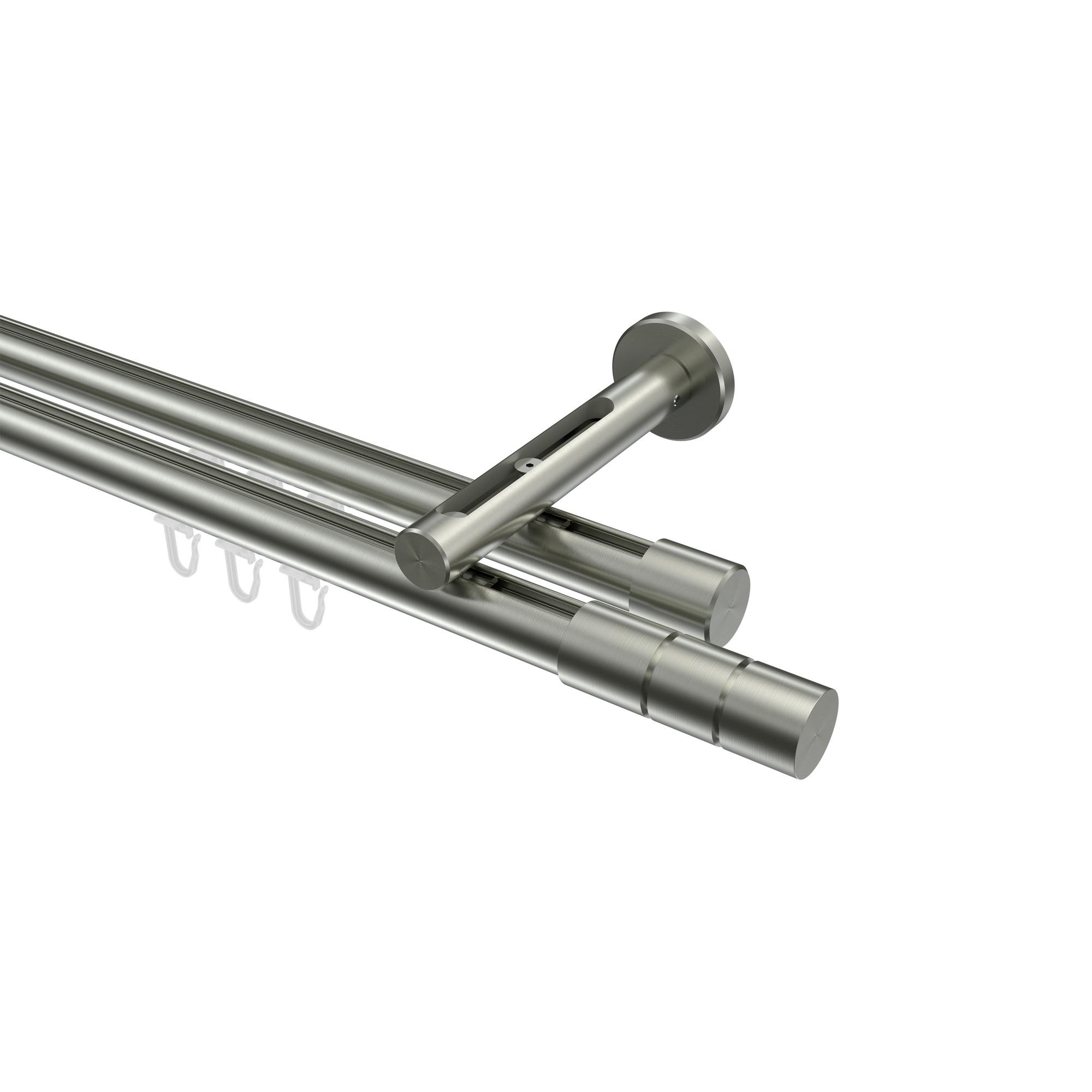 GARDINENSTANGE INNENLAUF Siteno Elanto 140 cm, 2-läufig, 20 mm Ø Edelstahl-Optik - Edelstahlfarben, Metall (140cm) - INTERDECO