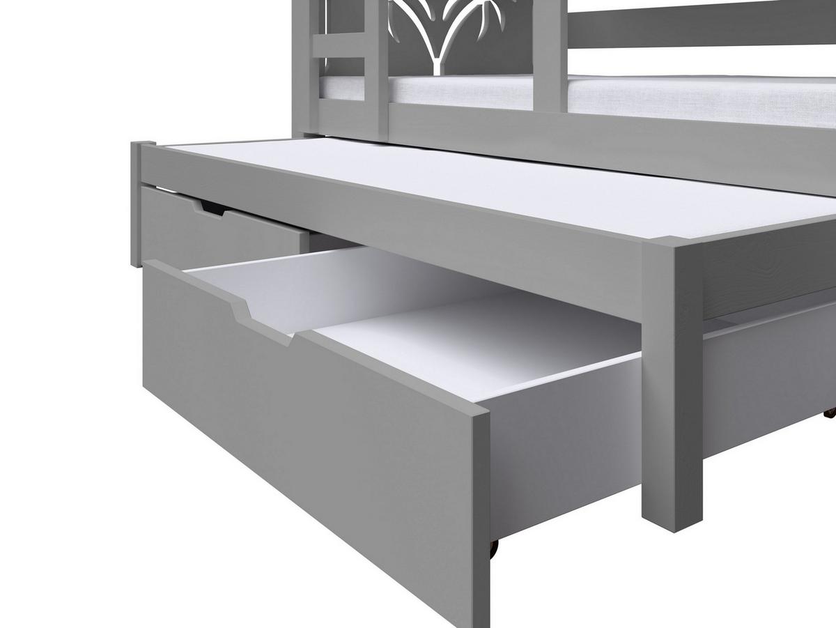 ETAGENBETT LEONE mit Bettkasten 80x180 cm Grau - Grau, Holz (80/180cm) - MASSENO