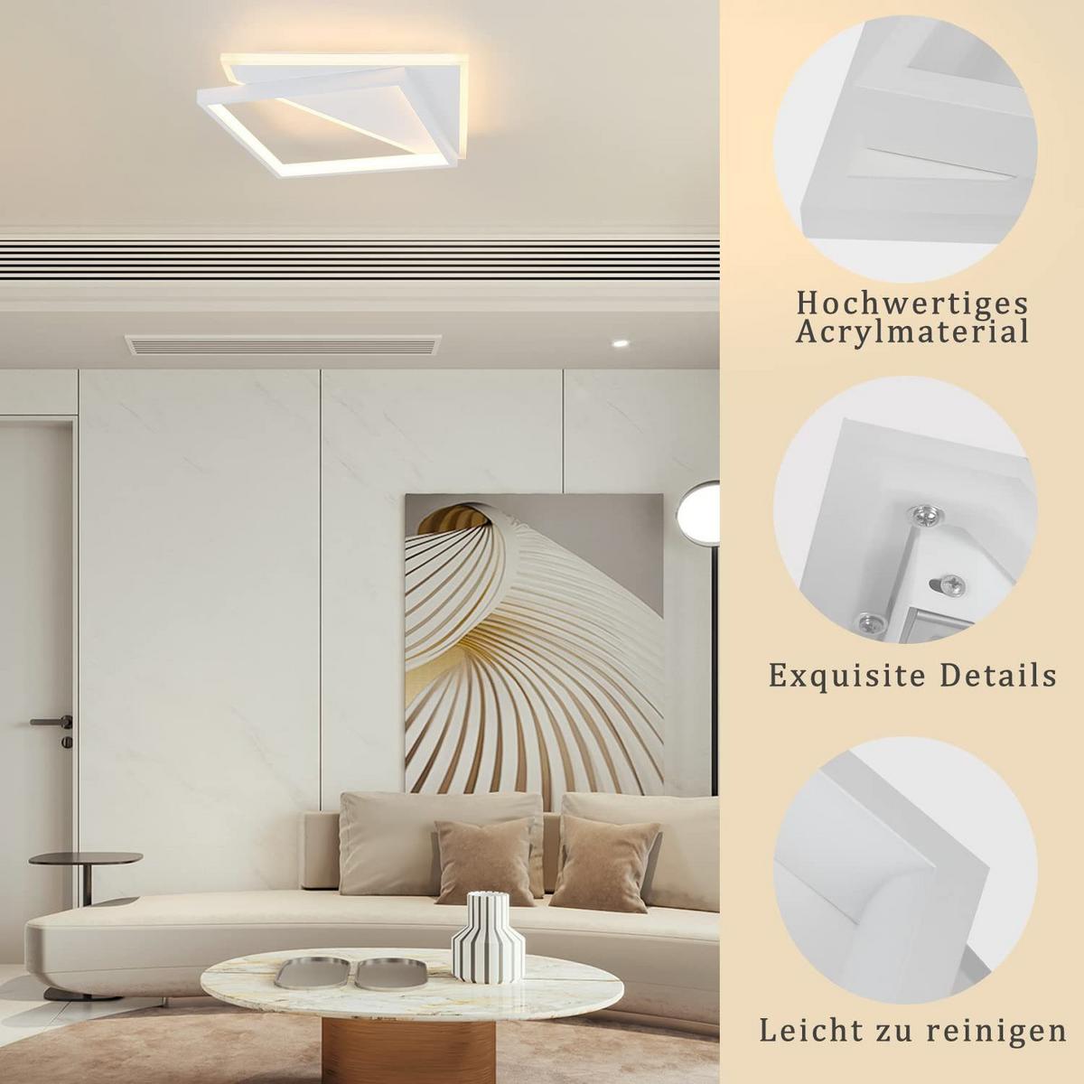 LED-DECKENLEUCHTE Eisenschlag 48.0/6.0/48.0 cm - Weiß, Metall (48/48/6cm) - ZMH