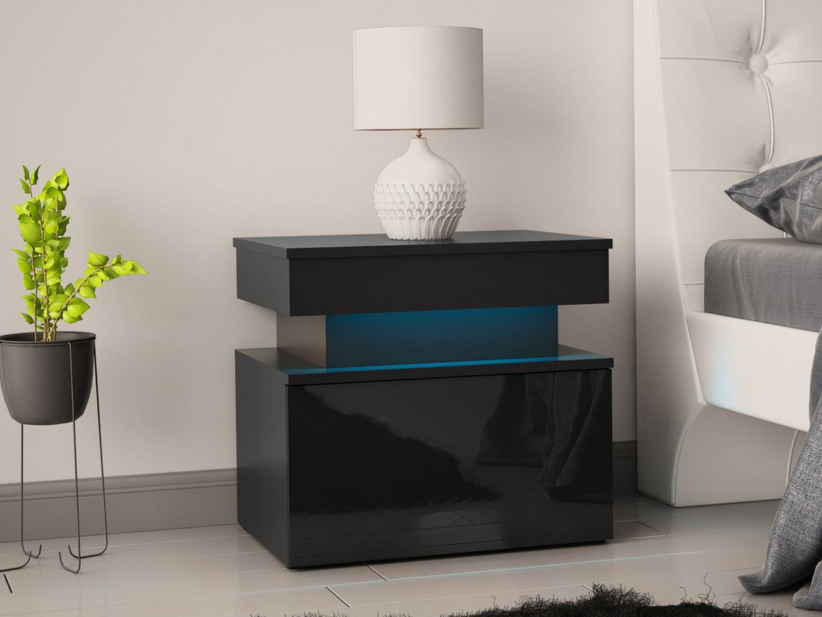NACHTTISCH 1S Glossa - Schwarz, Holzwerkstoff/Kunststoff (55/51/39cm) - MIRJAN24