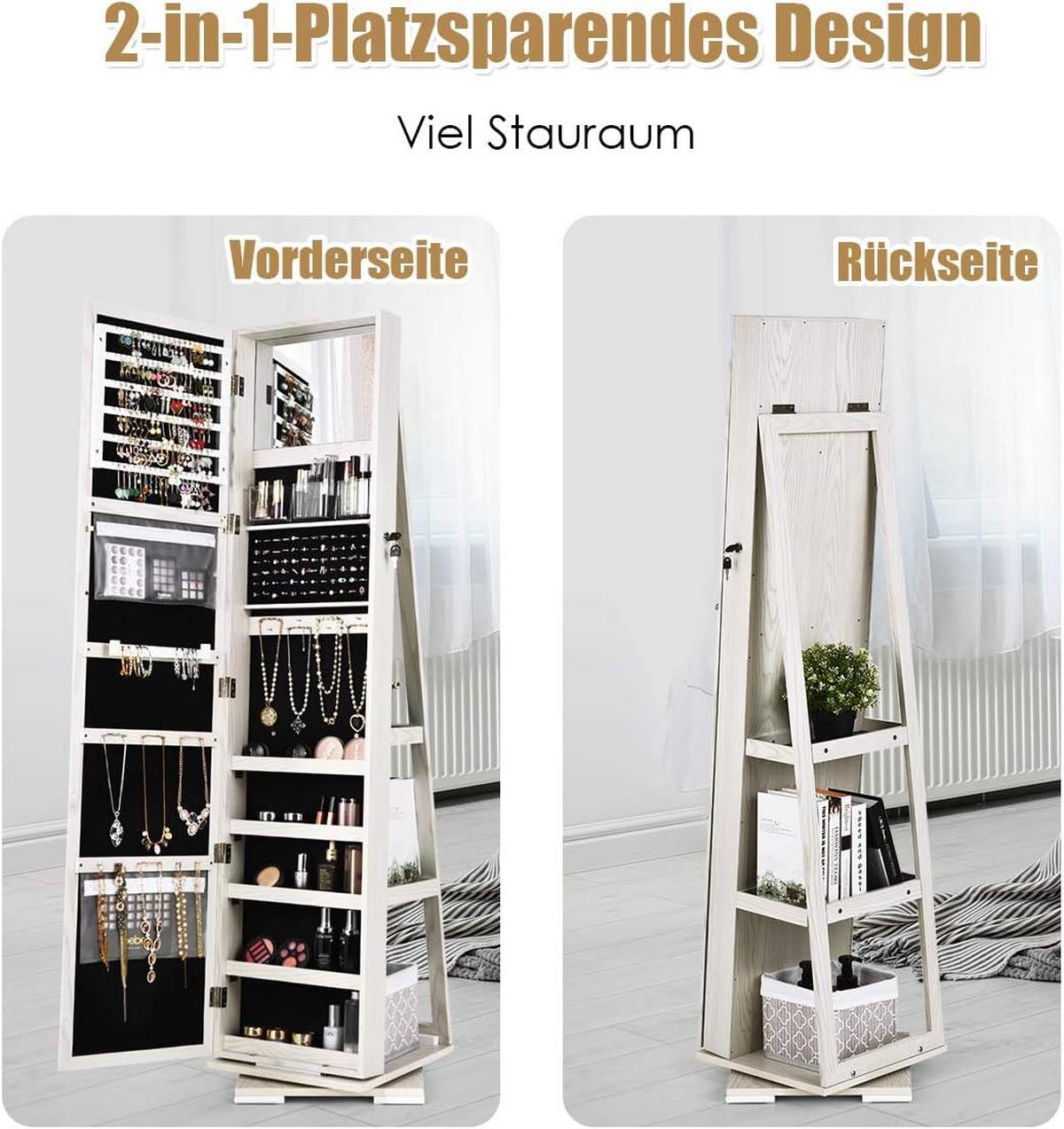 SCHMUCKSCHRANK 161cm Weiß - Weiß, Holz (39/161/39cm) - COSTWAY