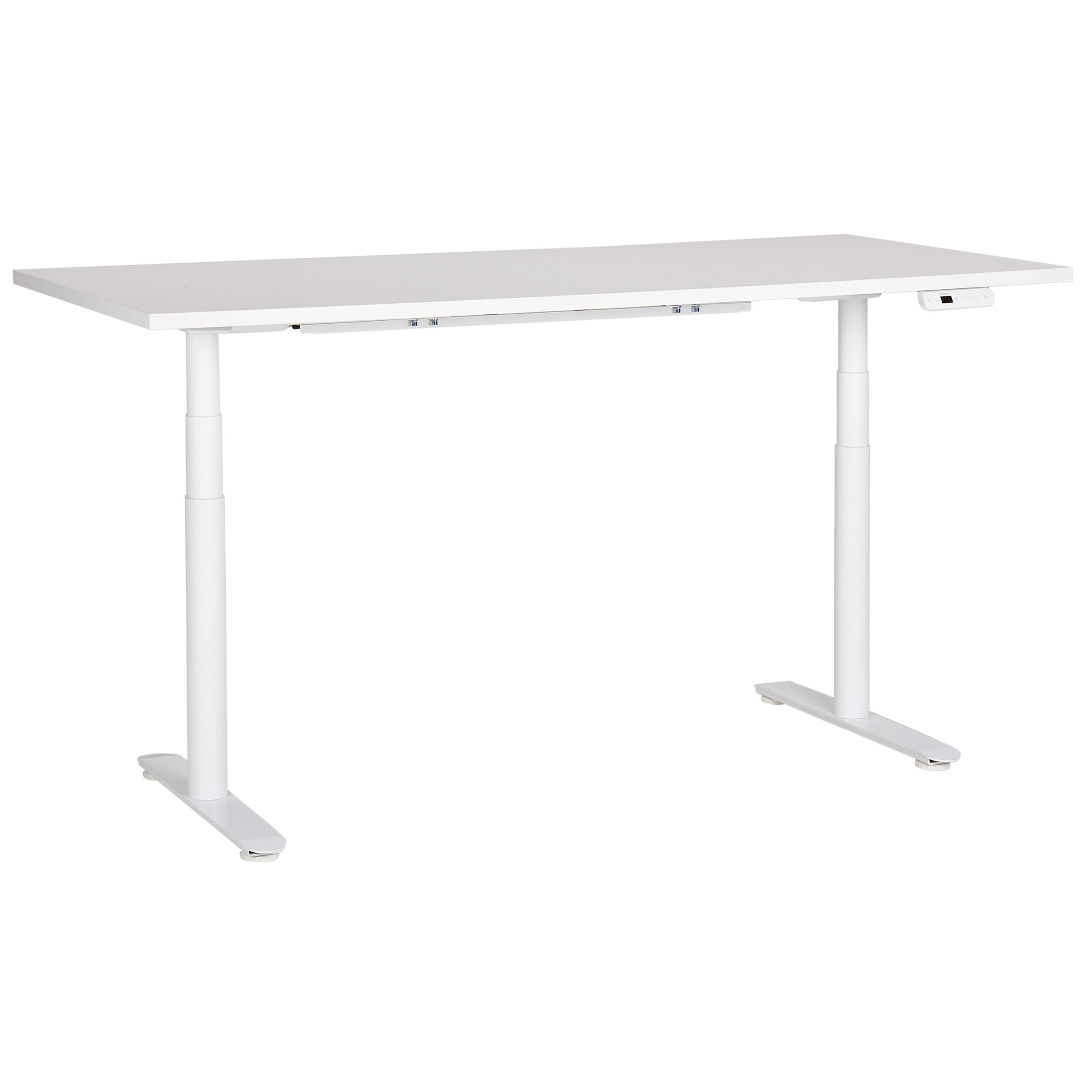 SCHREIBTISCH weiß 180/80 cm elektrisch höhenverstellbar Destin IV - Weiß, Holz (80/180/67cm) - Beliani