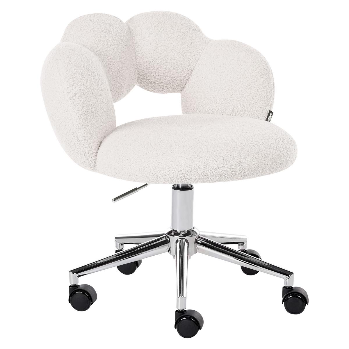 SCHREIBTISCHSTUHL Bouclé Weiß Whizzy - Weiß, Textil (59/64/50cm) - Beliani
