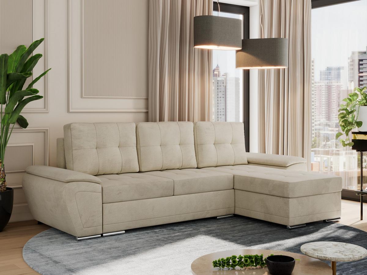 ECKSOFA UMBRIA L Beige Velvet - Beige/Grau, Textil (271/157cm) - MKS