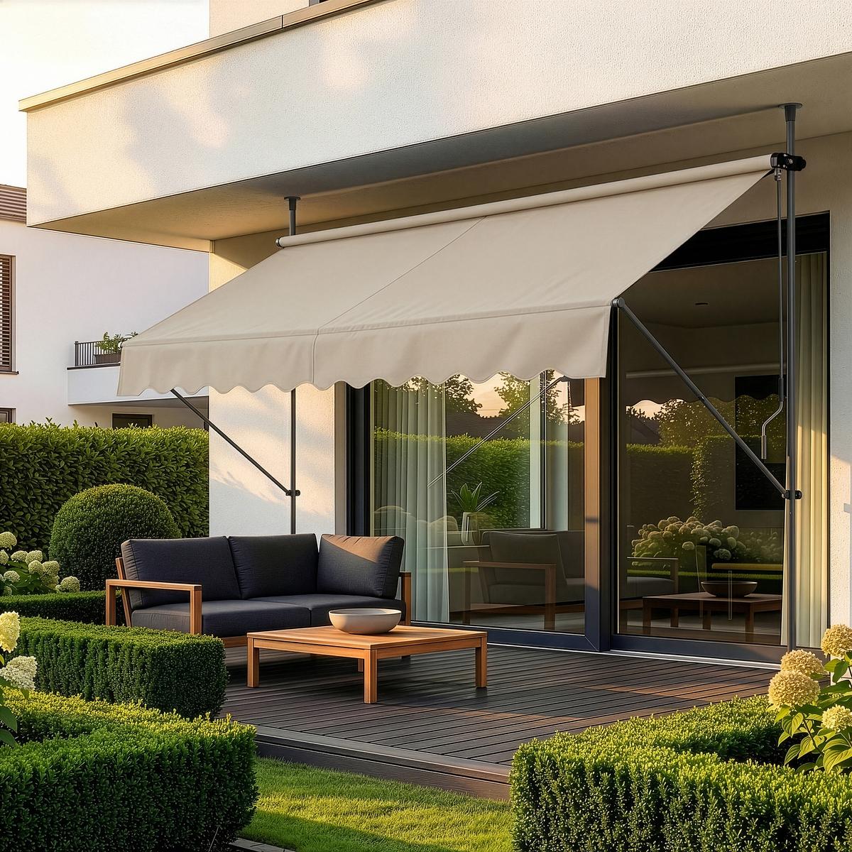KLEMMMARKISE Stem - Sandfarben, Textil/Metall (200/309/120cm) - pro.tec