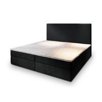 BOXBETT GIARRO 200x200 cm mit Matratze und Topper, H2+H3 - Schwarz - Schwarz, Holz (200/200cm) - MASSENO