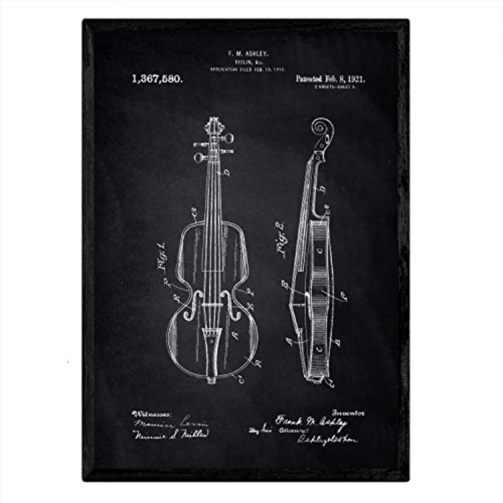 POSTER Violine Patent A3 Rahmenlos - Schwarz, Papier (29.7/5/42cm) - Nacnic