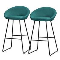 BARHOCKER 2er Set Petrol mit Stoffbezug - Türkis/Schwarz, Metall (56/94/50cm) - ML-DESIGN