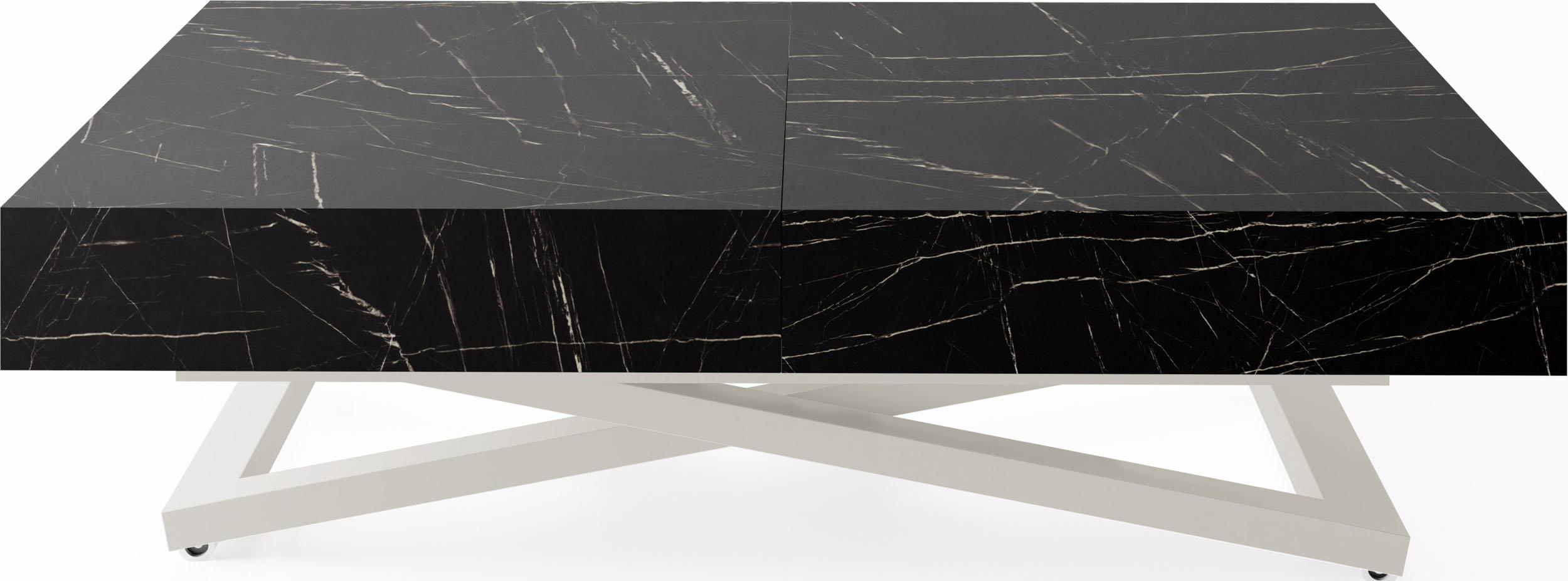 COUCHTISCH Cavetta U höhenverstellbar ausziehbar, Marmor Schwarz 120-200/80/27-76 cm - Kaschmir/Anthrazit, Holzwerkstoff/Metall (80/200/76cm) - WFL GROUP