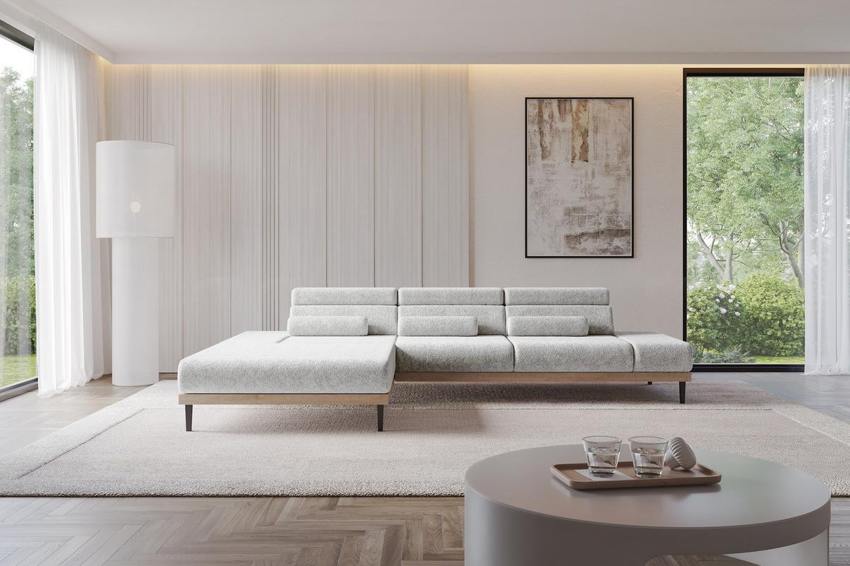ELEKTRISCHES ECKSOFA Links MONA 316x205x85 Grau Velours - Grau, Holzwerkstoff/Textil (316/205cm) - ALTDECOR