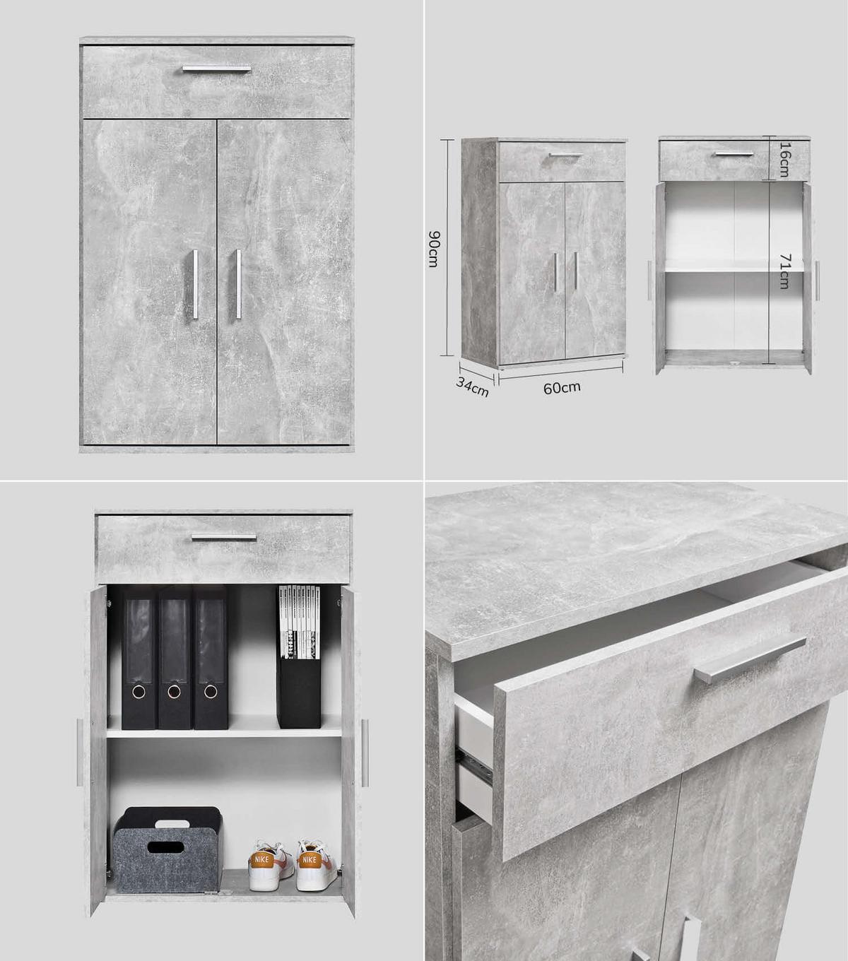 MEHRZWECKSCHRANK SET Der Allzweckwaffe - Silberfarben/Grau, Holzwerkstoff (60/180/34cm) - Mokebo
