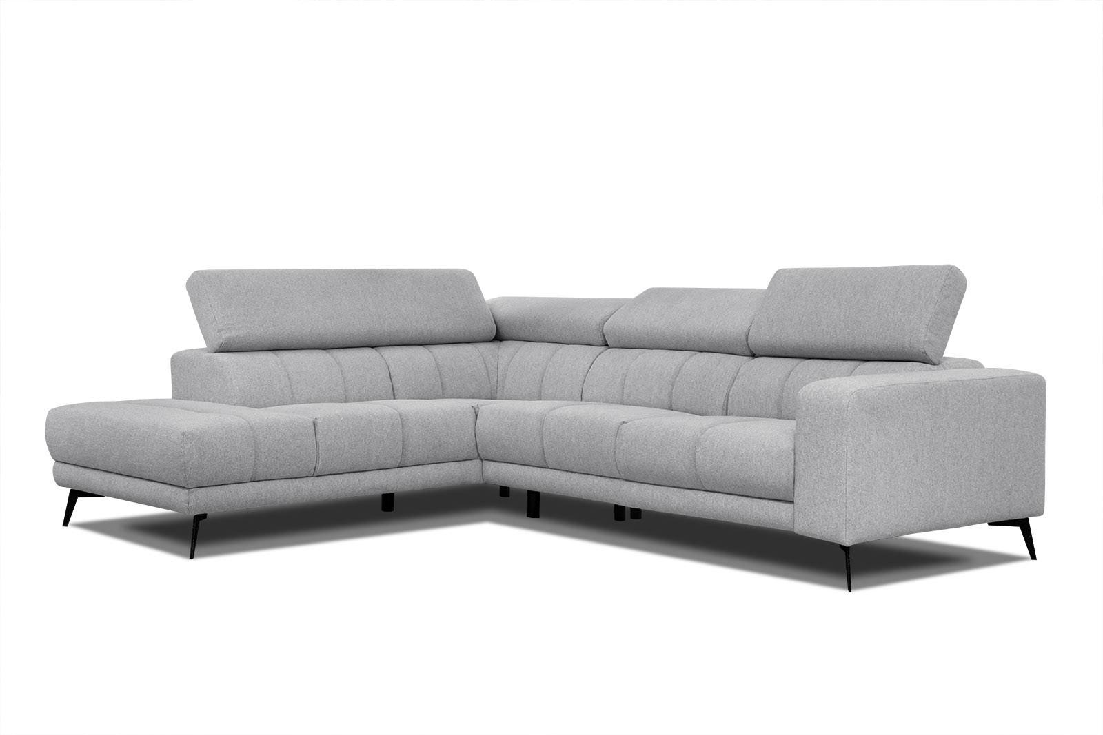 ECKSOFA MORELLO 5-Sitzer, silberfarben - Silberfarben/Schwarz, Holzwerkstoff/Textil (158/269cm) - Wozimo