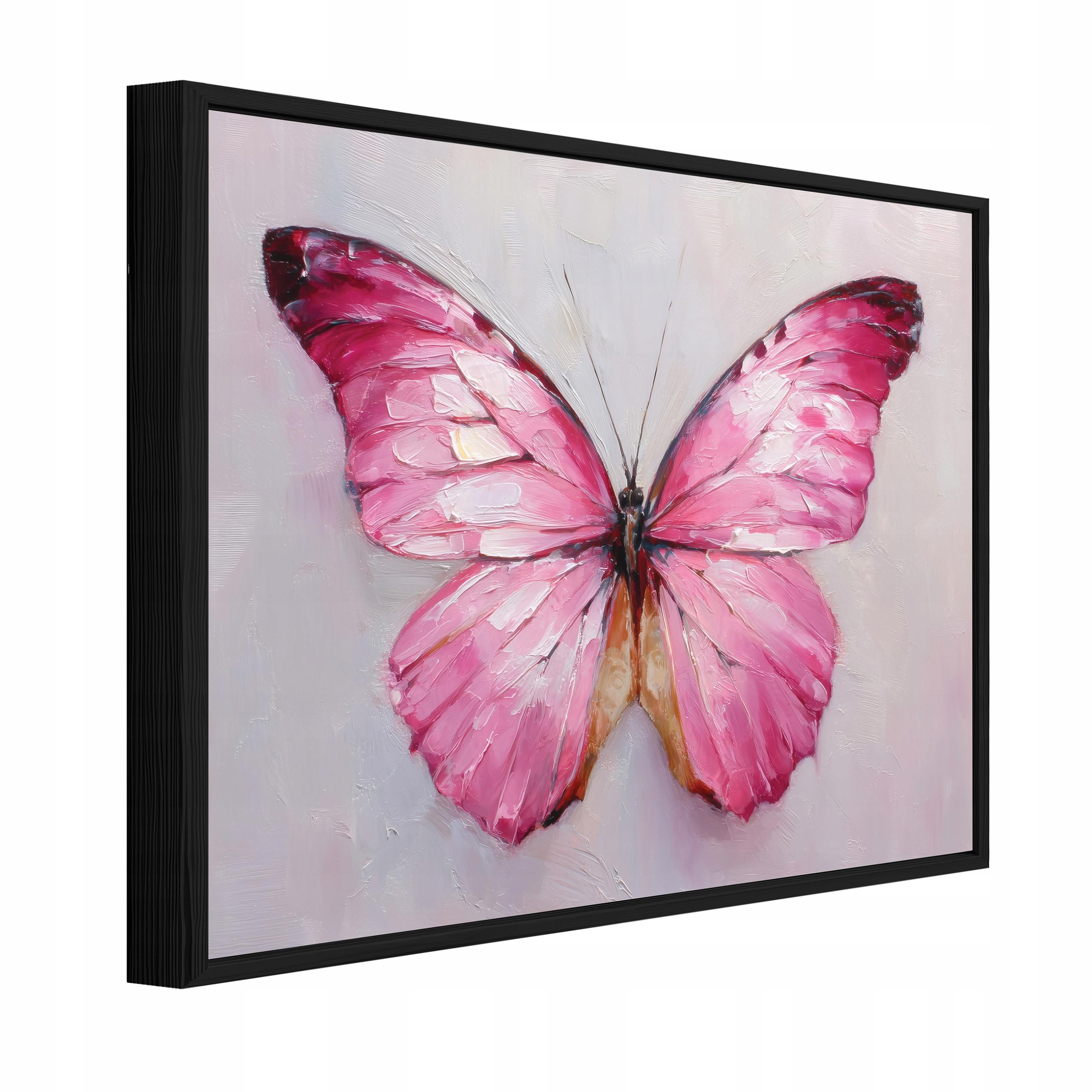 BILDER mit Rahmen Schmetterling Beton Rosa 100x70 cm - Multicolor, Holzwerkstoff (100/70cm) - Wallarena