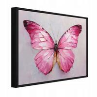 BILDER mit Rahmen Schmetterling Beton Rosa 100x70 cm - Multicolor, Holzwerkstoff (100/70cm) - Wallarena
