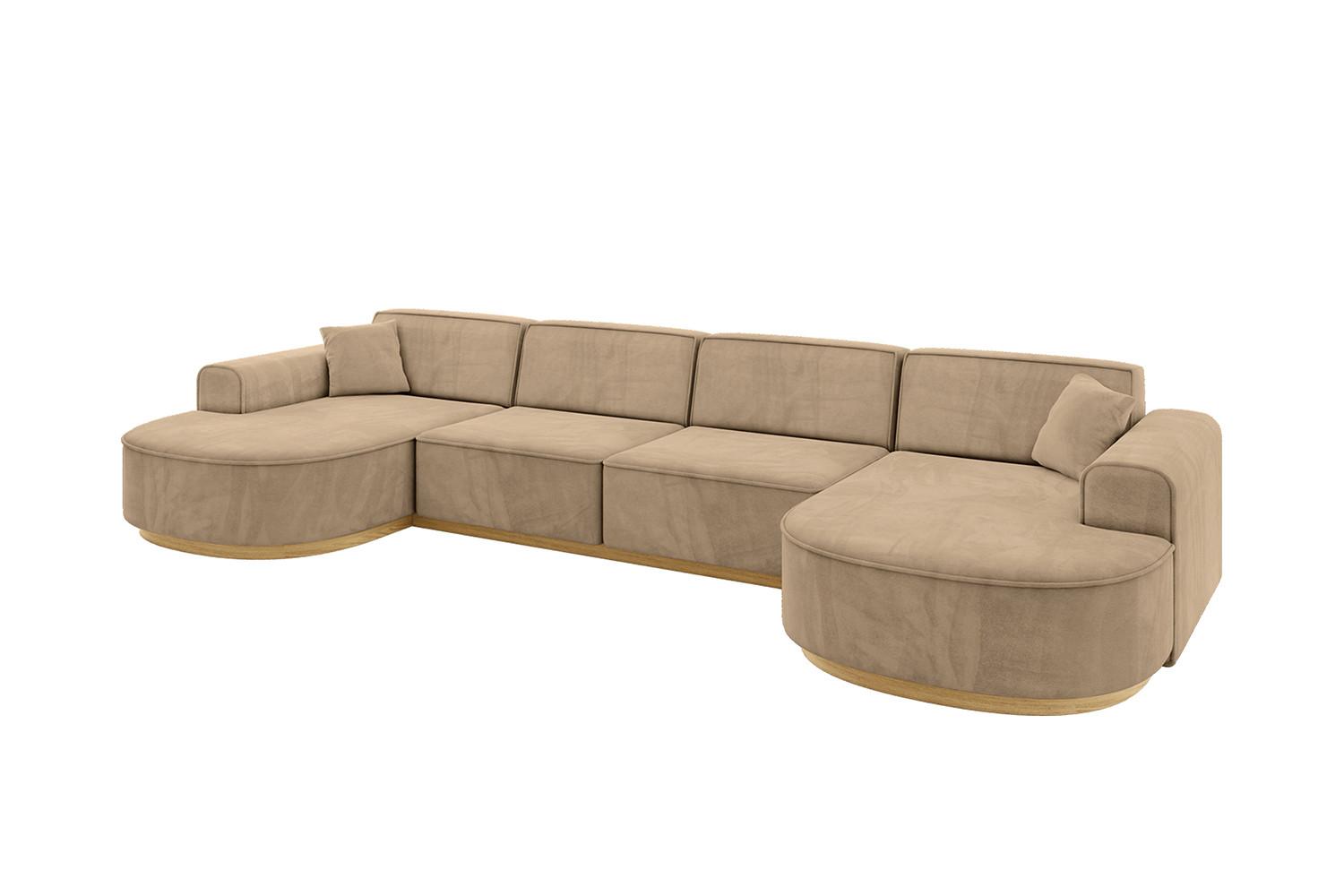 WOHNLANDSCHAFT MARI-U2-v2 - 388x171x83 cm Taupe Velours - Taupe, Holzwerkstoff/Textil (388/83/171cm) - ALTDECOR