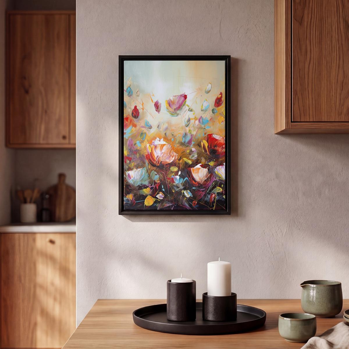 LEINWAND Bilder mit Rahmen - Blumen - Kunst - Natur - Ölgemälde - 20x30 - Multicolor, Textil (20/30cm) - MuchoWow