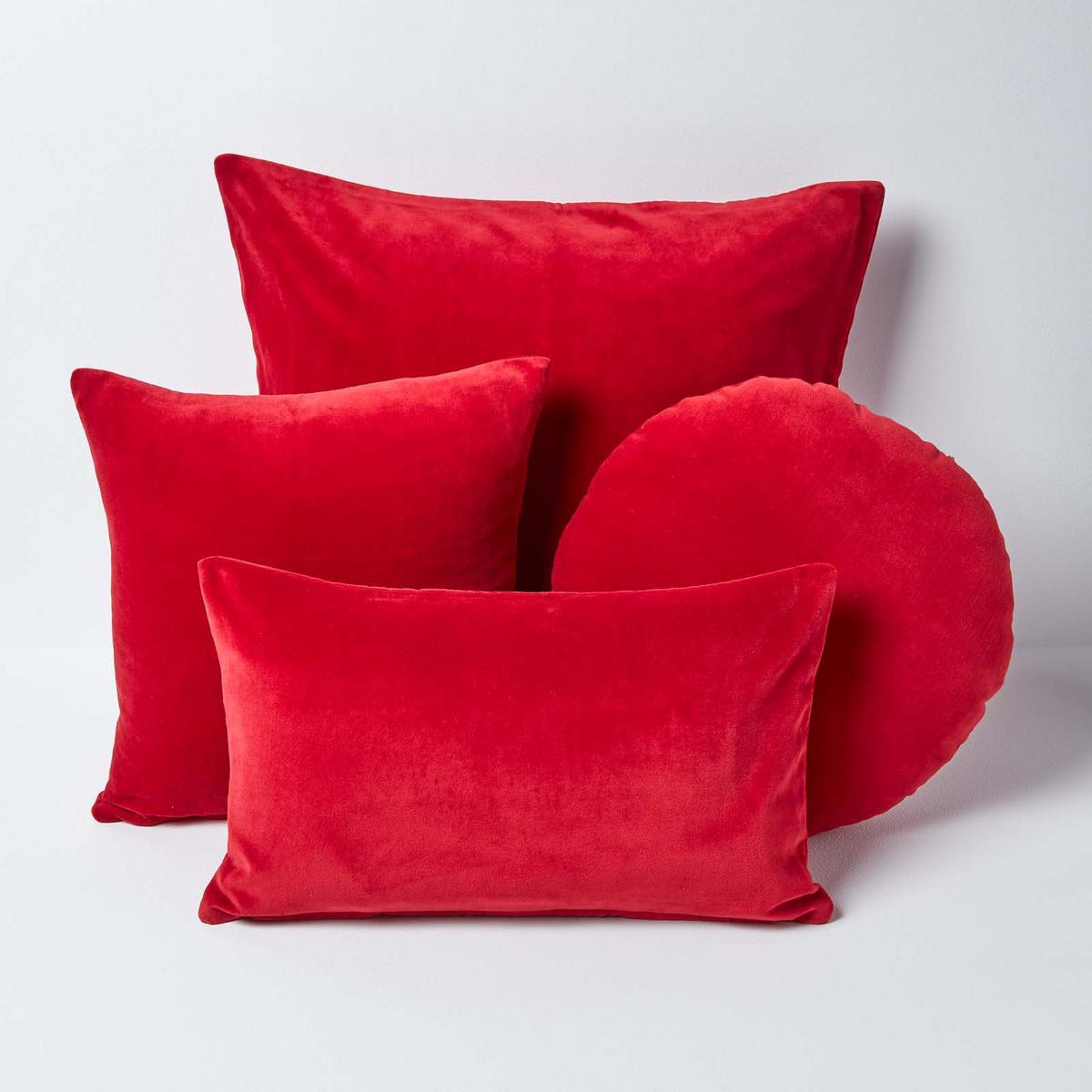 DEKOKISSEN rund rot, Baumwollsamt?40 cm - Rot, Textil (40/40cm) - Homescapes