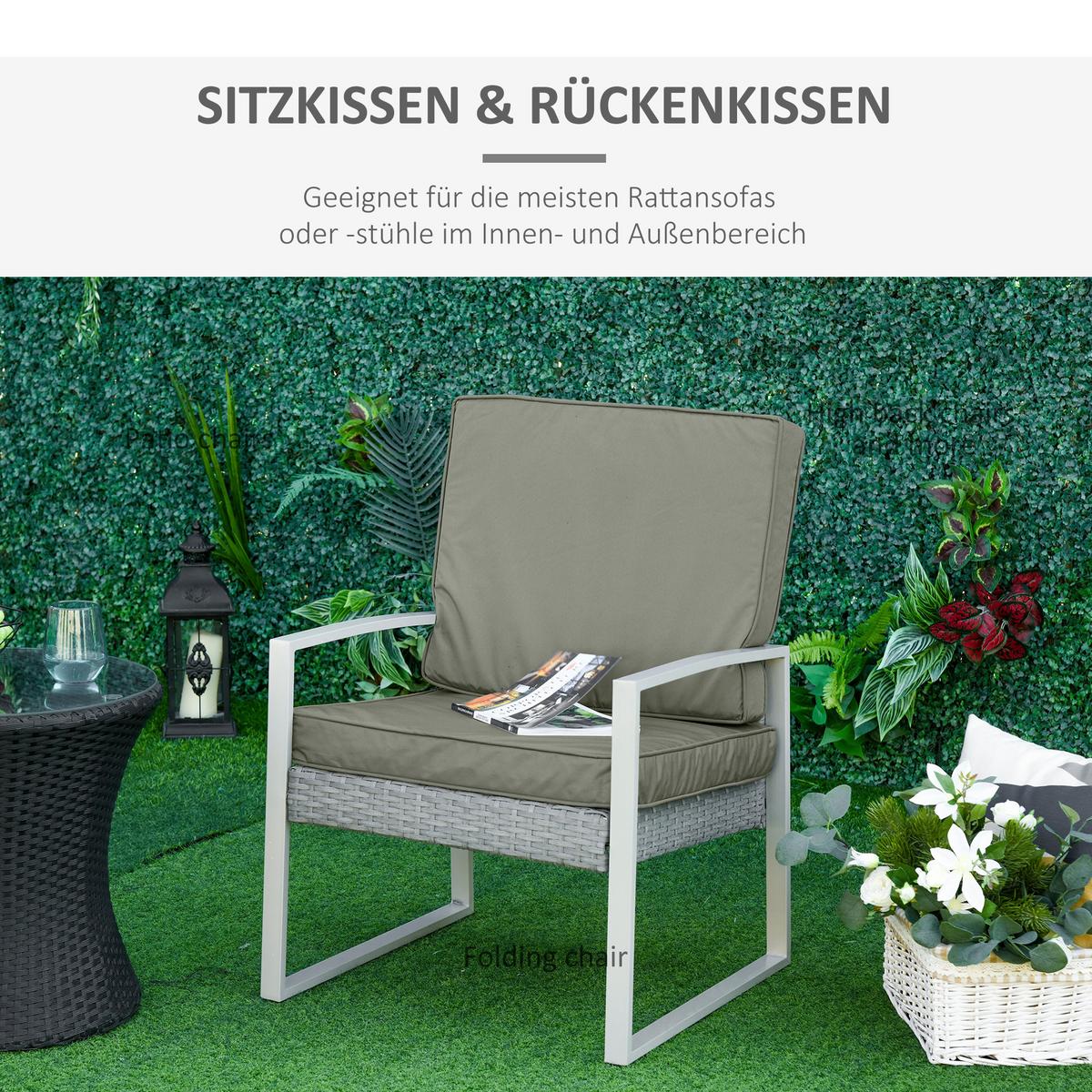 SITZKISSEN Polyester Dunkelgrau - Dunkelgrau, Kunststoff (52/7/56cm) - Outsunny