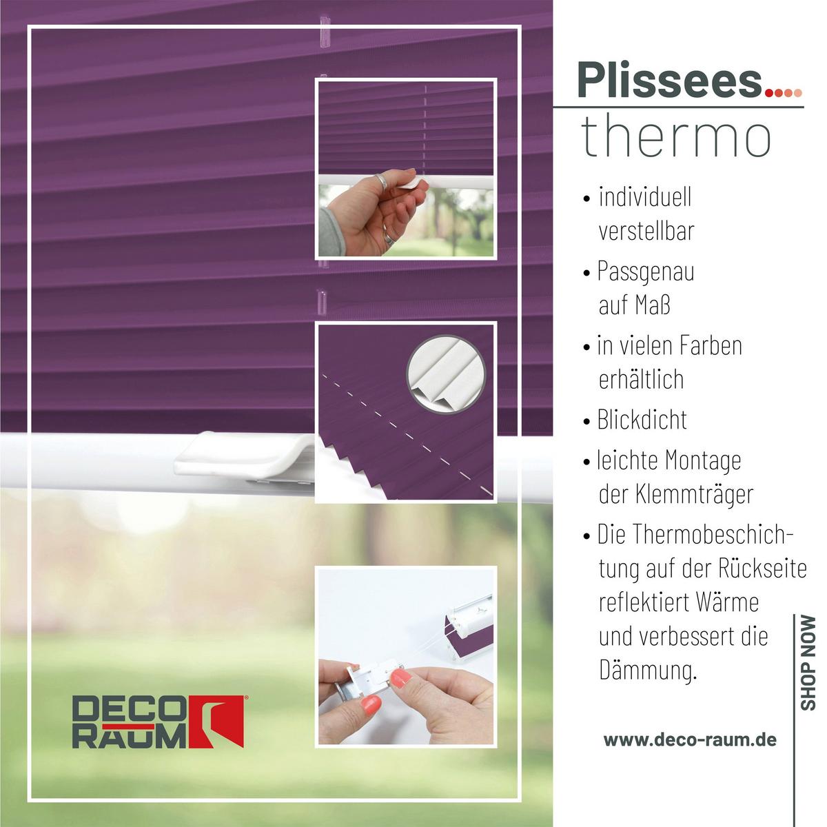 PLISSEE Thermo Basic 75 x 210cm Klemmfix ohne Bohren - Lila, Textil (75/210/210cm) - Deco-Raum