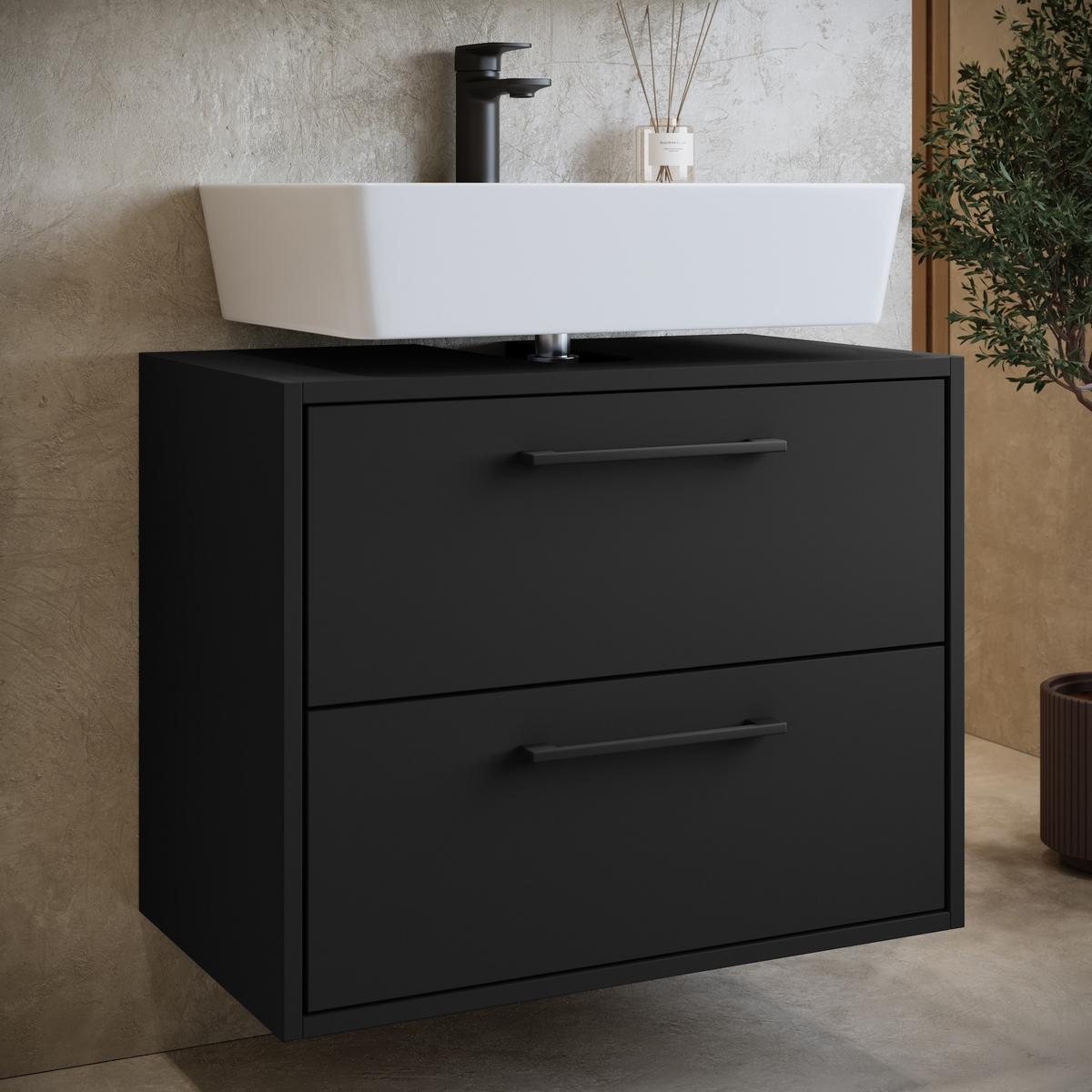 BADMÖBEL-SET Florence 2 Teile Schwarz Matt - 60 x 35 x 51 cm - Schwarz, Holz (60/51/35cm) - Badplaats