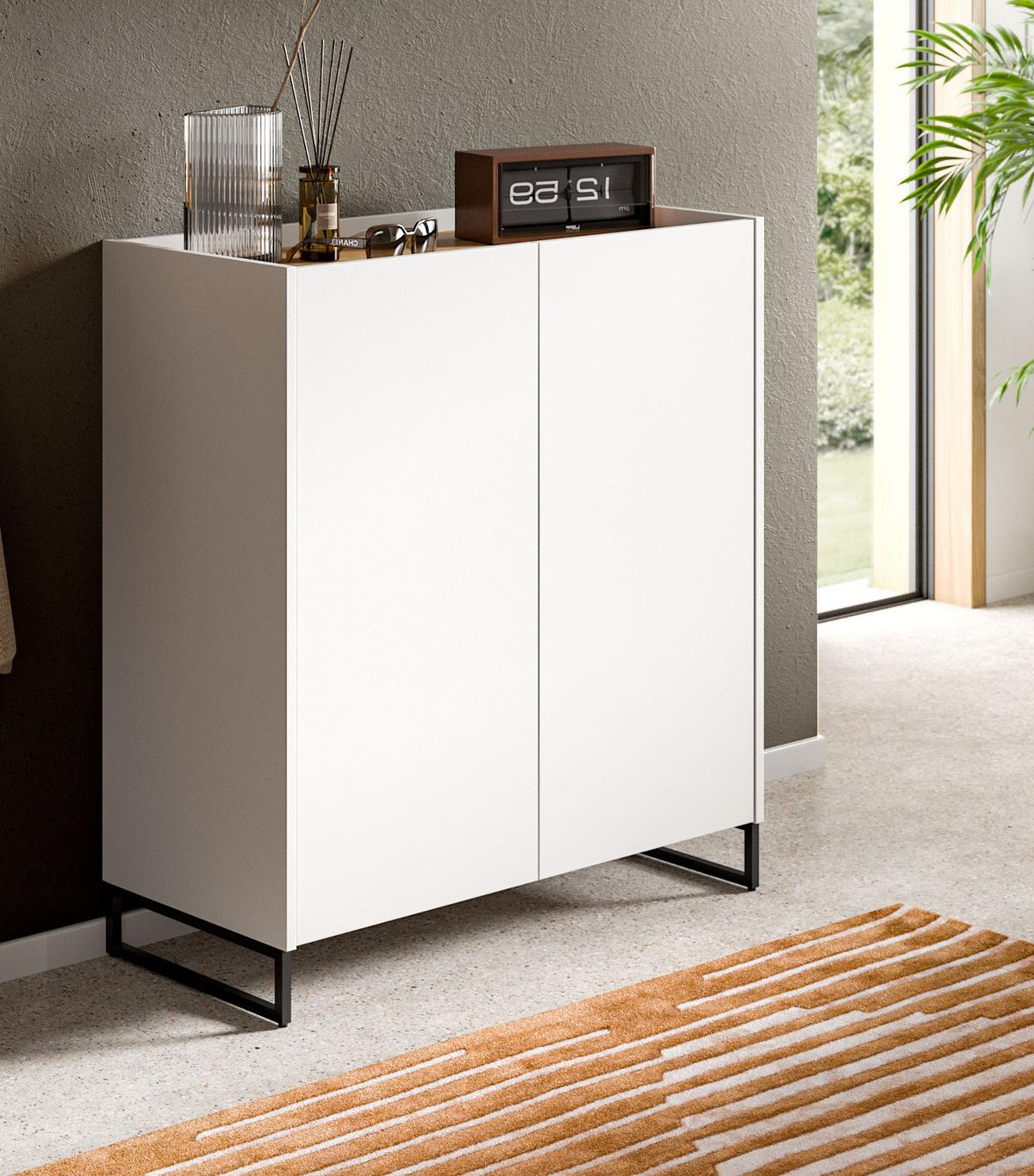SCHUHSCHRANK weiß und Artisan Eiche, Schuhkommode 90 x 97 cm, Soft-Close - Schwarz/Weiß, Holzwerkstoff/Metall (90/97/38cm) - Inn.Furn