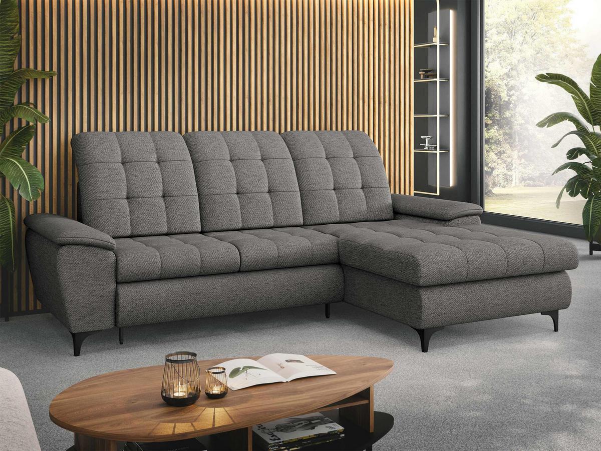 ECKSOFA Crystal, Seite: Rechts - Dunkelgrau/Schwarz, Holz/Textil (260/182cm) - MIRJAN24