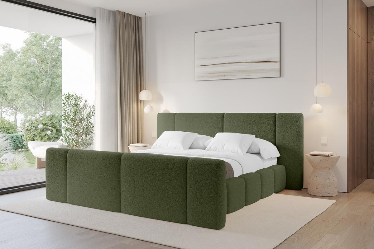 POLSTERBETT mit Bettkasten, Fußteil und Lattenrost, Boxbett ohne Matratze - NILO-Z 160x200 Grün - Olivgrün, Holzwerkstoff/Textil (160/200cm) - ALTDECOR