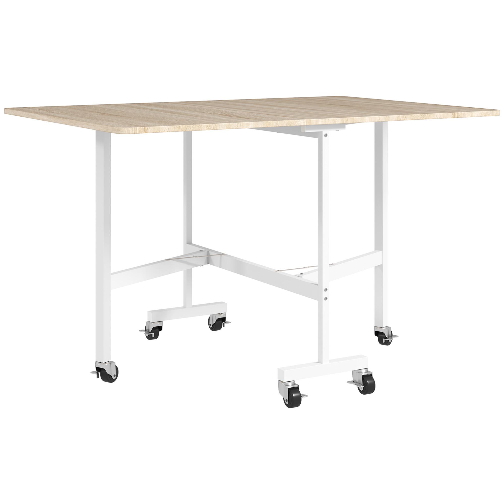 KLAPPTISCH Spanplatte Stahl Eiche-weiß - Eichefarben/Weiß, Holzwerkstoff/Metall (120/80/73cm) - HOMCOM