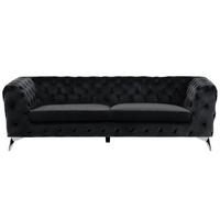 3-SITZER-SOFA Samtstoff Schwarz Sotra - Schwarz, Textil (224/70/85cm) - Beliani