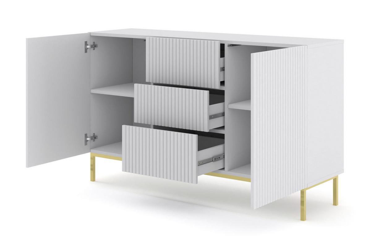 KOMMODE Weiß, Weiß, Gold 150/87/42 - Weiß, Holzwerkstoff (150/87/42cm) - RAUMHIRSCH FURNITURE