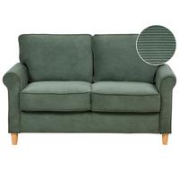 2-SITZER-SOFA Cord dunkelgrün Ronneby - Hellbraun/Grün, Textil (140/88/78cm) - Beliani