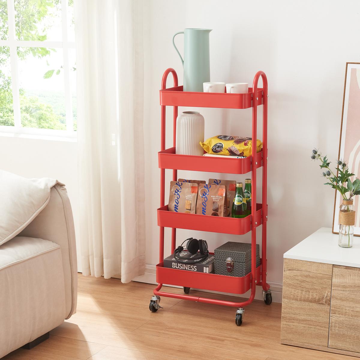 SERVIERWAGEN Pyhäntä - Rot, Metall (46/103.5/35cm) - [en.casa]