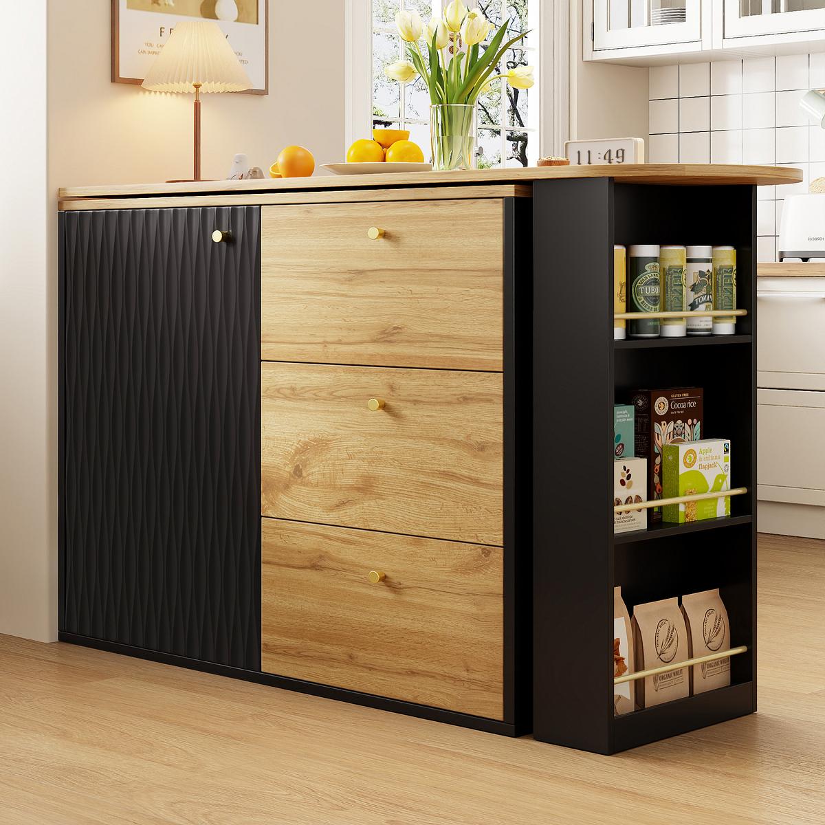 BARTISCH ausziehbarer mit Stauraum Schwarz und Braun - Schwarz/Braun, Holzwerkstoff (204/39/104cm) - Urban Meuble