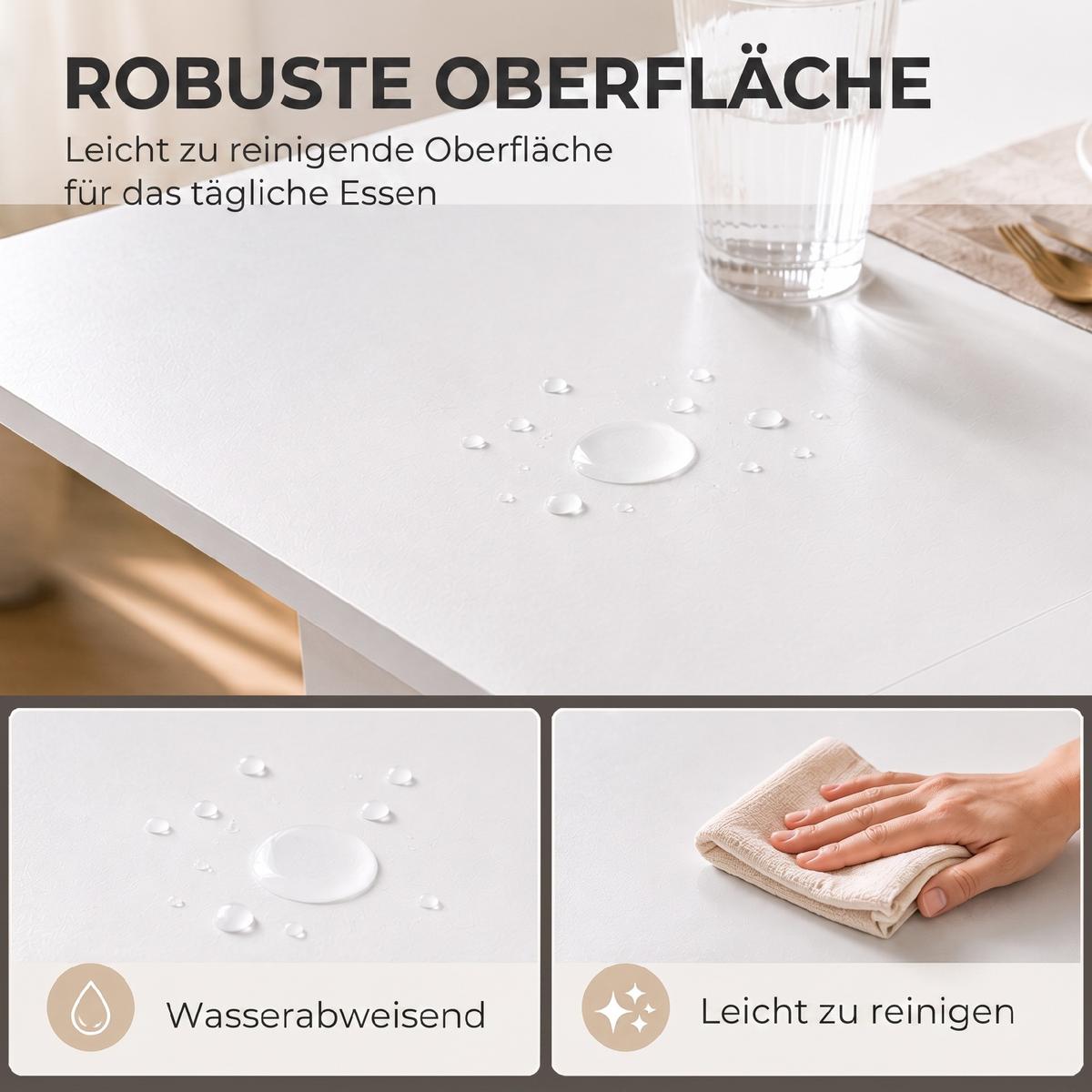 KLAPPBARER-ESSTISCH Spanplatte Weiß - Weiß, Holzwerkstoff/Kunststoff (120/60/76.5cm) - HOMCOM